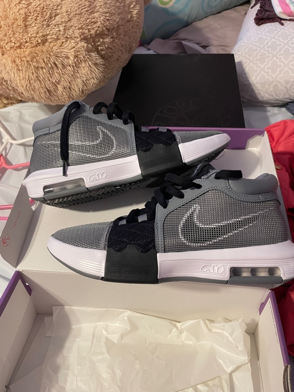 Nike Gray, Black and White High-Top Basketball Shoes